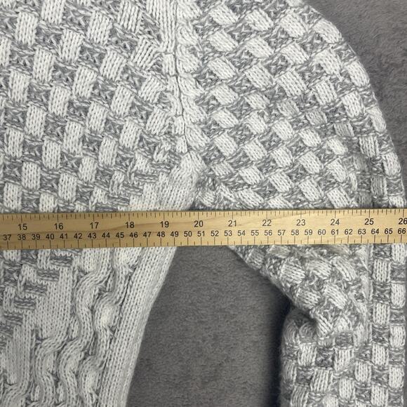 Leif Nelson Mens Large Gray Shawl Collar Toggle Chunky Cable Knit Sweater Cozy - Picture 5 of 12